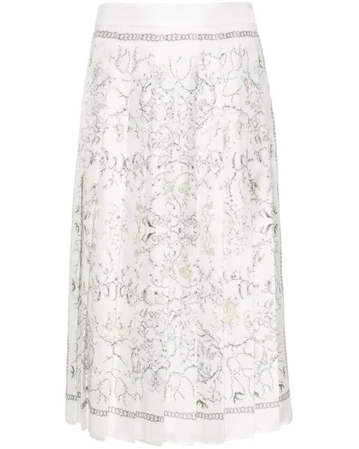 Fabiana Filippi White Abstract-print Pleated Skirt