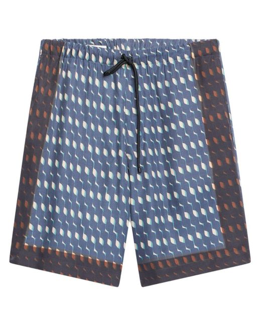 Dries Van Noten Blue Graphic-print Shorts for men