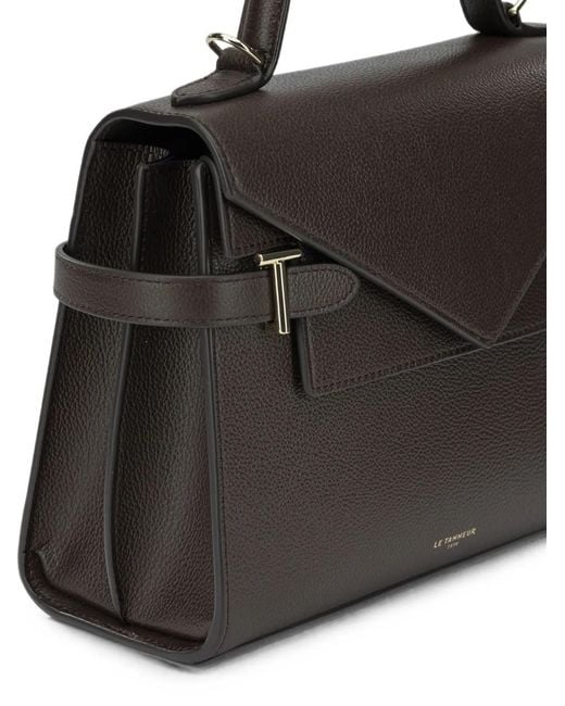 Le Tanneur Black Medium Emilie Pebbled Tote Bag