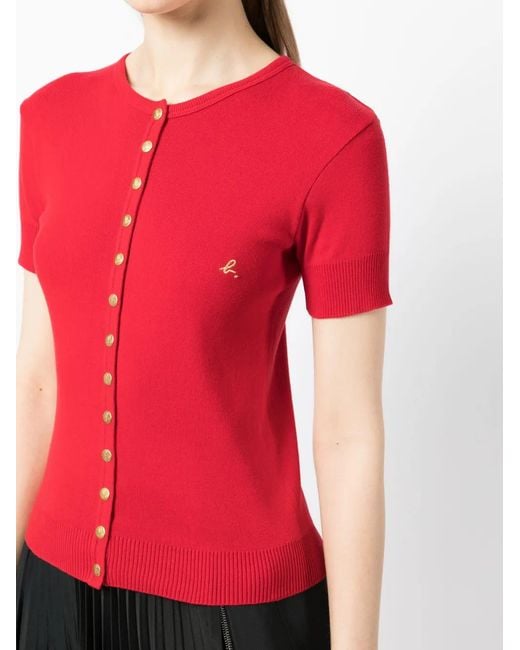Agnes B. Red Buttoned-Down T-Shirt