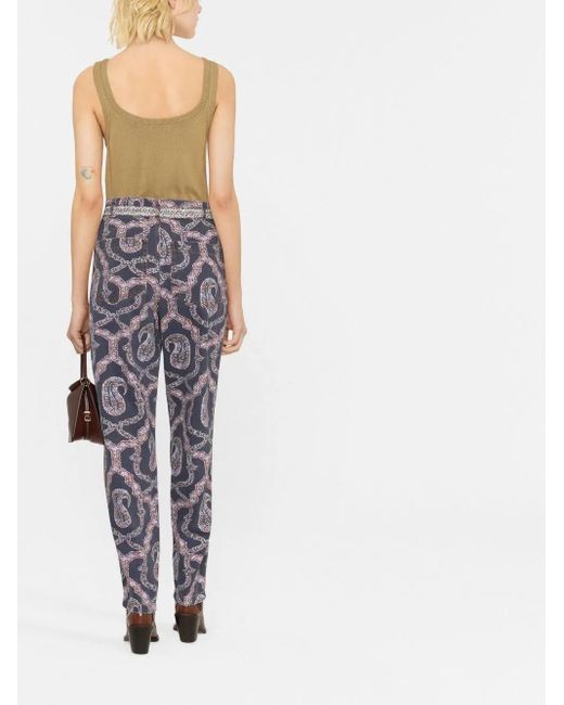 Etro Blue Tapered Trousers With Print