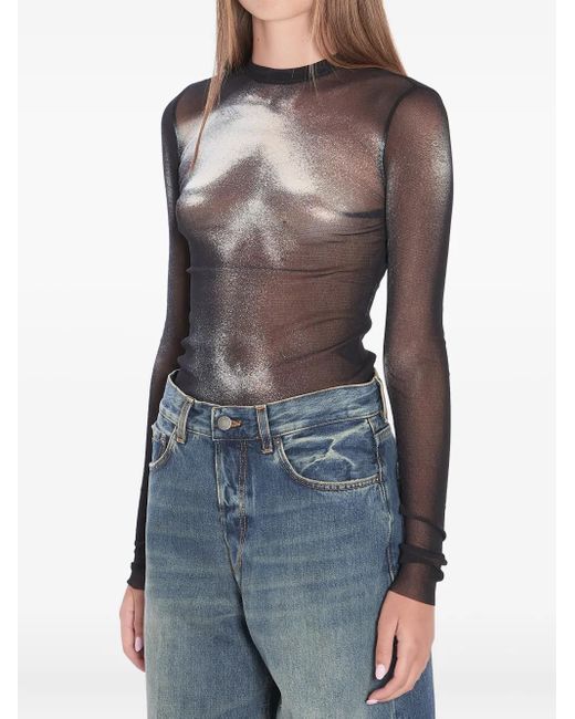 Jean Paul Gaultier Body Dust ロングスリーブ トップ Black