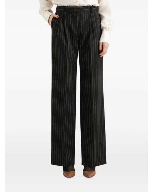 Dolce & Gabbana Black Pinstripe Wool Trousers