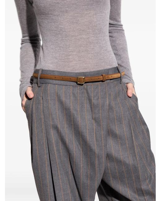 LIE STUDIO White Georgia Slim Calf Suede Buckle Belt