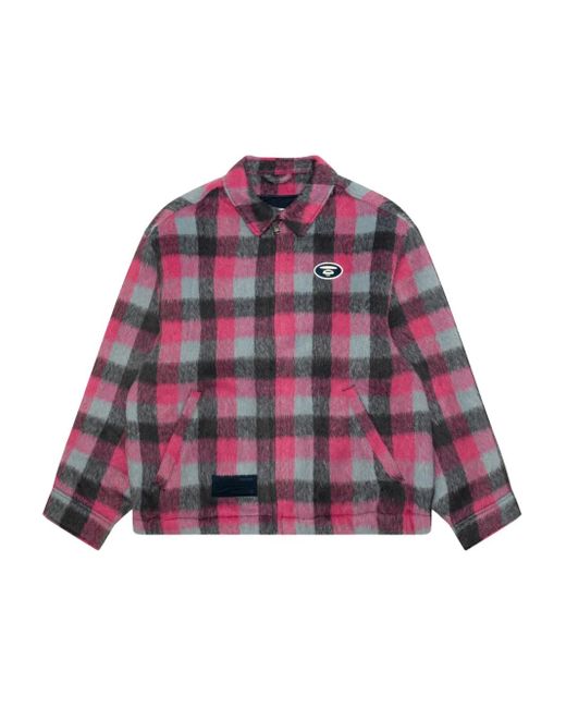 Aape By A Bathing Ape Purple Checked Zip-Up Jacket for men