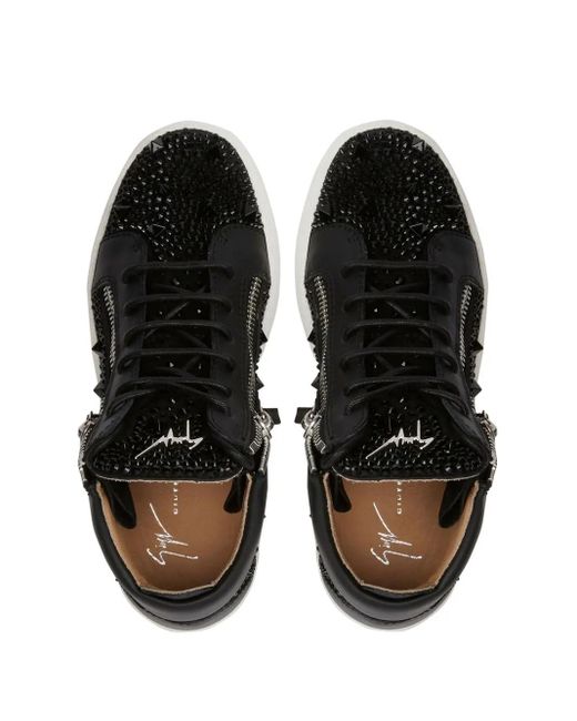 Giuseppe Zanotti Black Kriss Rhinestone-Embellished Sneakers