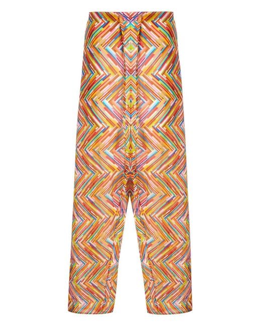 Missoni Multicolor Printed Cotton And Silk Blend Trousers With Drawstring