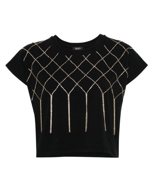 T-shirt à détails de perles Liu Jo en coloris Black