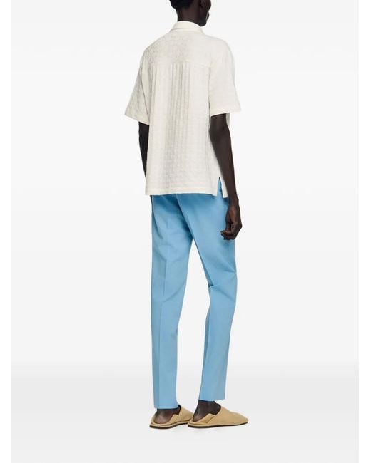 Sandro White Square Cross Cotton Jacquard Shirt for men
