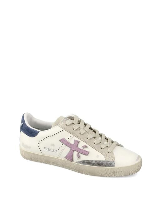 Premiata White Steven D 7273 Applique-Detail Sneakers
