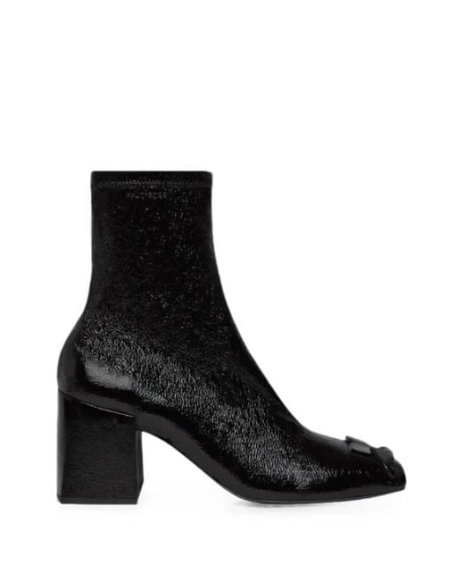 Courreges Black Reedition Vinyl Logo-Plaque Ankle Boots