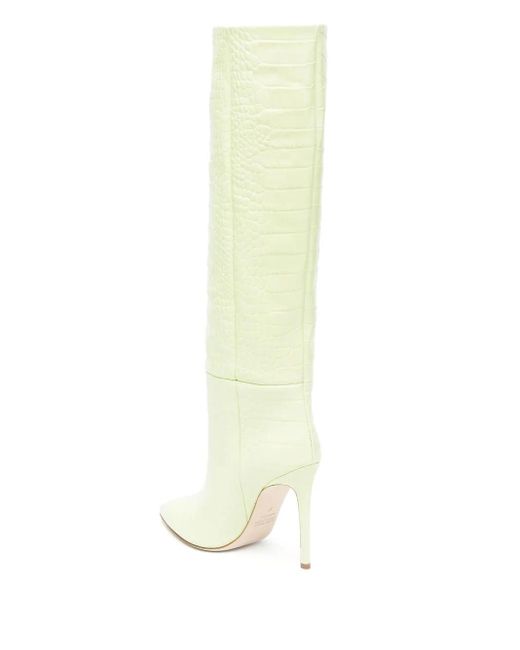 Paris Texas White Crocodile-Texture Stiletto Long Boots