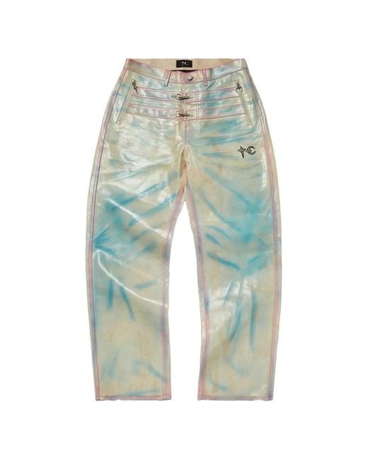 THUG CLUB Blue Skin Bio Soldier Leather Trousers for men