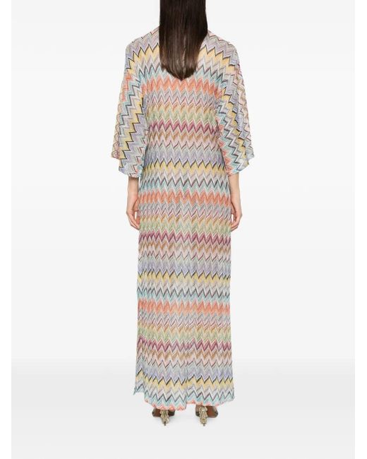 Missoni White Zigzag-Knit Lace-Up Beach Cover-Up
