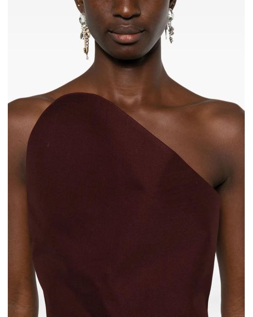 David Koma Strapless Midi-Jurk Met Asymmetrische Hals in het Purple