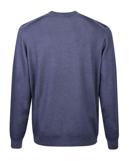 Drumohr Blue Crew-Neck Wool Sweater for men
