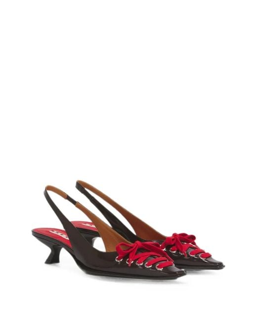 Marni Multicolor Escarpins En Cuir Foncé Kat Slingback