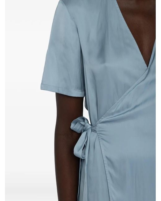 Zadig & Voltaire Blue Reforme Satin Wrap Dress