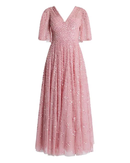 Needle & Thread Pink Sequin-Embellished Dress
