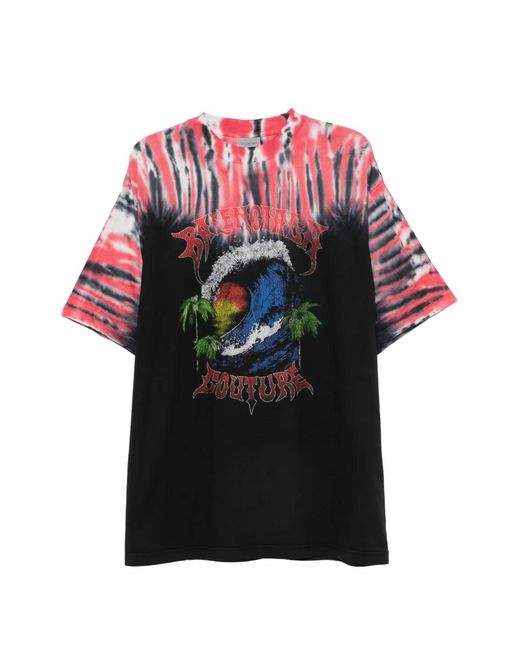 Balenciaga Black Tie-Dye Graphic-Print T-Shirt for men