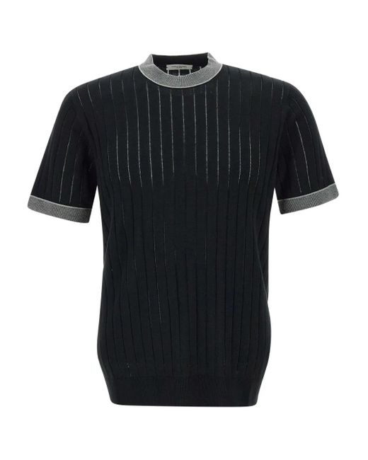 T-Shirt A Coste di Paolo Pecora in Black da Uomo