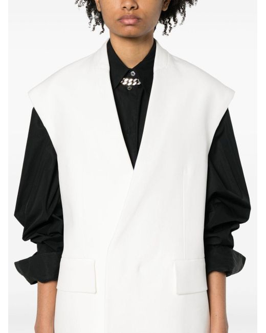 Jil Sander White V-neck Oversized Gilet