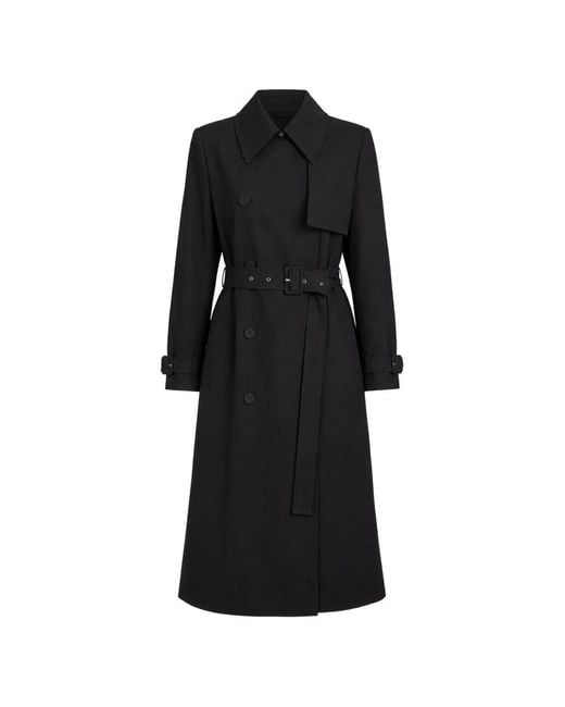 The Sei Black Structured Double-Breasted Trench Coat
