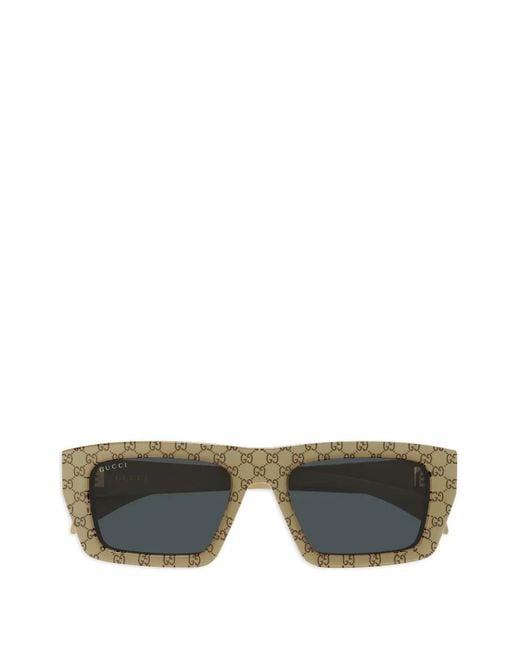 Gucci Gray Square-Frame Pattern Sunglasses for men