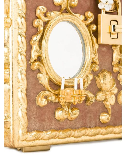 Dolce & Gabbana Metallic Box-Clutch Mit Barock-Print