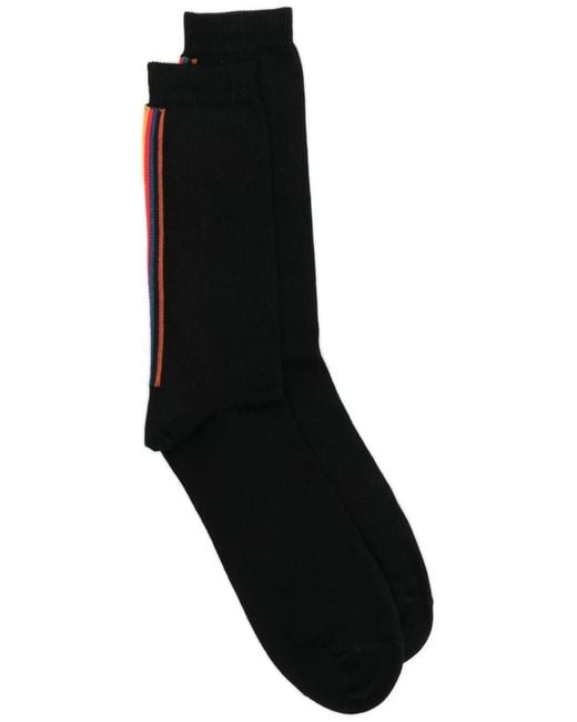 Paul Smith Black Stripe-Detailing Cotton Socks for men