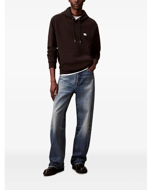 Calvin Klein Black Logo-Patch Hoodie for men