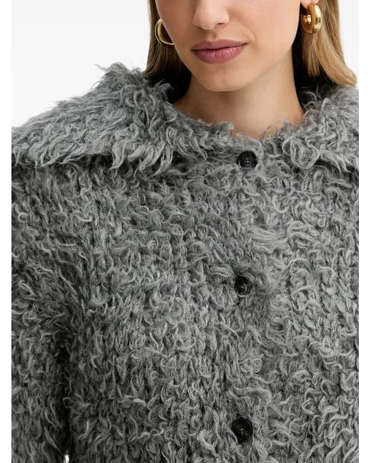 Liviana Conti Gray Zenon Button-Up Wide-Collar Cardigan