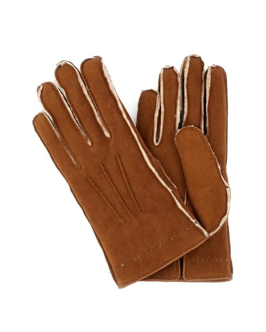 Mario Portolano Brown Topstitch Detail Gloves for men