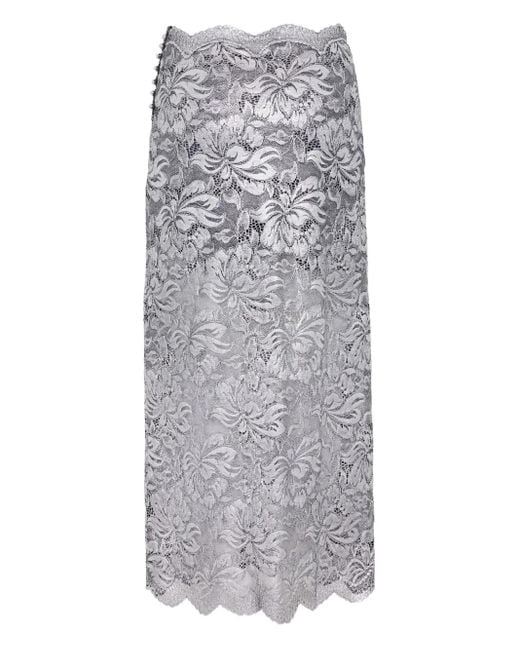 Rabanne フローラルレース スカート Gray