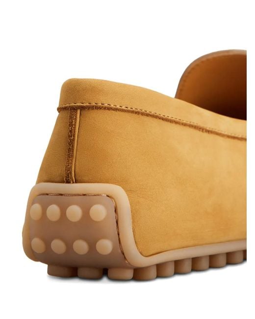 Tod's Brown T-Buckle Topstitched Loafers