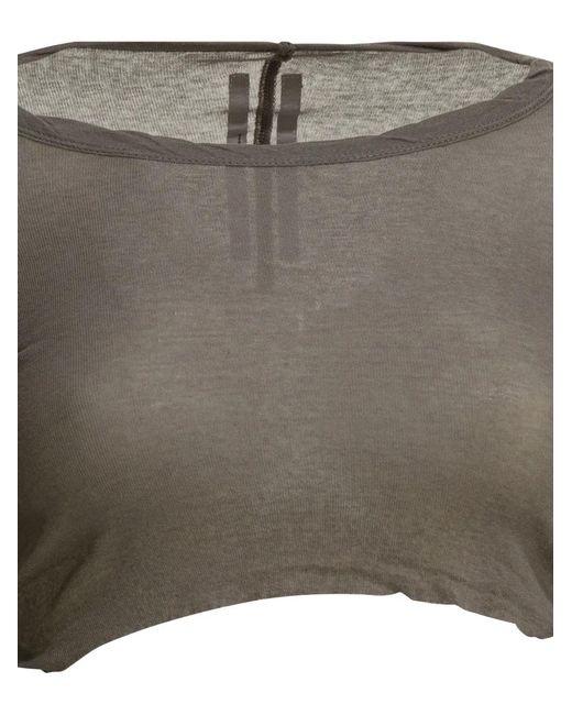 Rick Owens Gray Long-Sleeved Crop Top