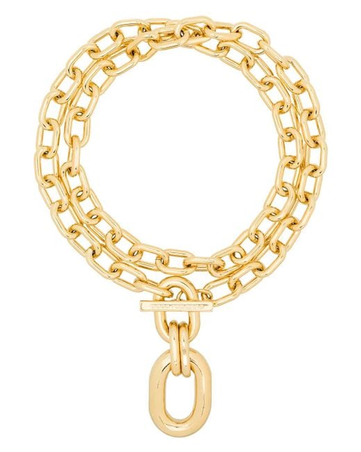 Rabanne Metallic Double Wrap Chain Necklace Gold