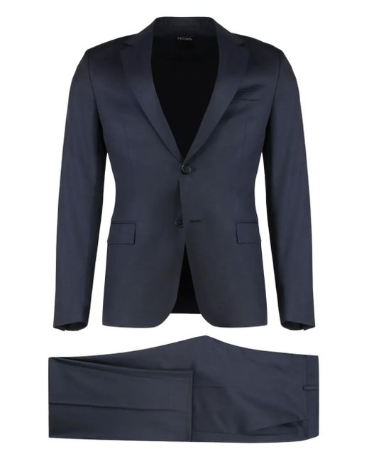 メンズ Zegna ウールシルクスーツ Blue