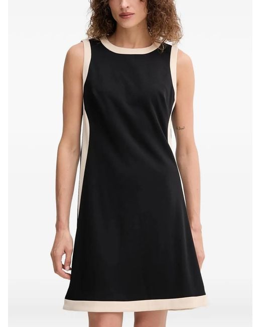 DKNY Black Round-Neck Panel Mini Dress