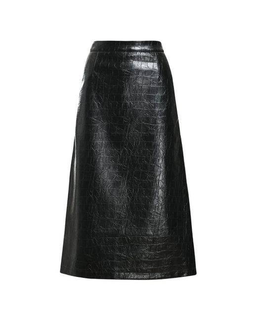 Essentiel Antwerp Black Kind Crinkled-Effect Midi Skirt