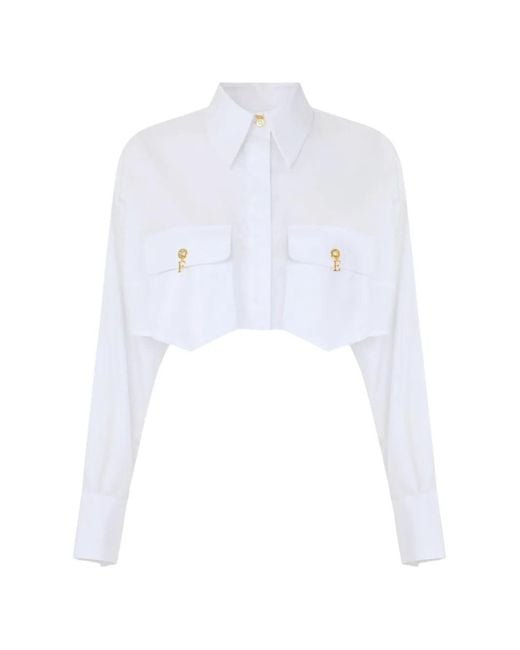 Elisabetta Franchi White Shirt With Pockets And Cufflinks
