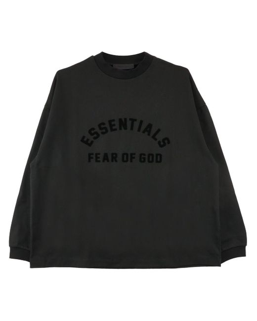 Fear Of God Black Logo-print Cotton Sweatshirt for men