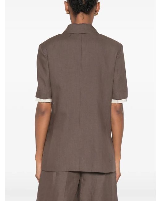 ViCOLO Brown Short-Sleeve Double-Breasted Blazer