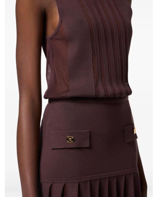 Elisabetta Franchi セミシアー ニットドレス Purple