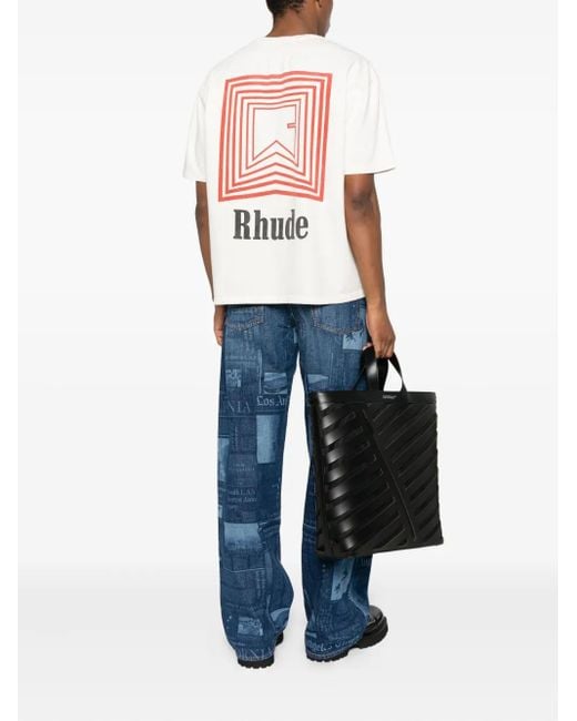 Rhude Blue Graphic-Print T-Shirt for men