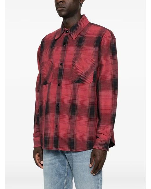 Our Legacy Red Ranch Check-Pattern Shirt for men