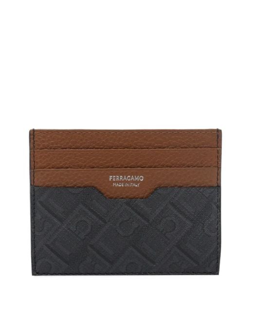 Ferragamo Brown Monogram Credit Card Holder for men