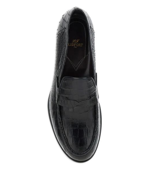 Lidfort Loafer mit Kroko-Effekt in Black für Herren