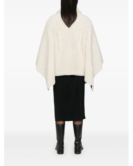 ALAINPAUL Black Shearling-Cape Jacket