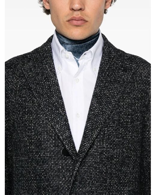 Tagliatore Black Single-Breasted Coat for men